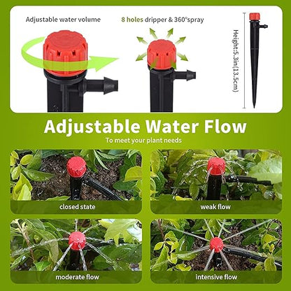 Drippers for Drip Irrigation,100 pcs Drip Emitters for 1/4 inch Drip Tubing Adjustable 360 Degree Water Flow Drip Irrigation Emitters Irrigation Drip Emitters for Flower Plant Watering System
