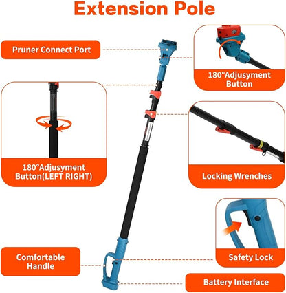 Pole Electric Pruning Shears with Portable Bag.Pole 1.6Inch Electric Pruner for Tree Trimming Pole Tree Trimmer with 1Pcs 2000mAh Batteries(Jovant)