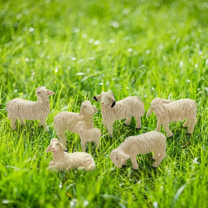 Miniature Garden Figurines Set of 6 Sheep Statues - Outdoor Decor Art for Fall Winter - Patio, Lawn, Yard Decoration - Housewarming Gift (Sheep)