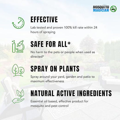 Mosquito Magician Ready to Use Liquid Solution – Kills Mosquitoes, Fleas & Fire Ants – Use with Mosquito Foggers, Sprayers & Misting Systems – Pet & Yard Safe for Lawns, Patios, Outdoors, 2 Gallon