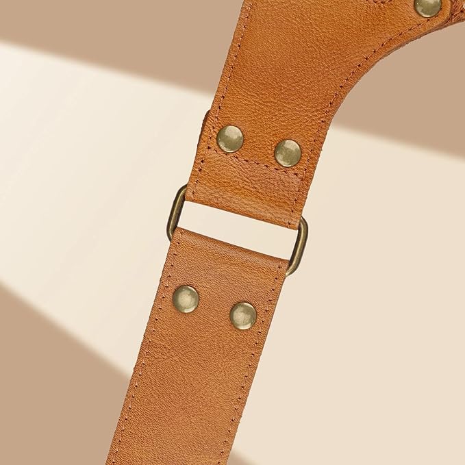 Tourbon Genuine Leather Florist Tool Belt Bag Gardener Farmer Tools Holster Waist Pouch Electrician Carpenter Organizer Kit 3 Pockets (Brownish Yellow, 42 inches)