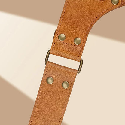 Tourbon Genuine Leather Florist Tool Belt Bag Gardener Farmer Tools Holster Waist Pouch Electrician Carpenter Organizer Kit 3 Pockets (Brownish Yellow, 42 inches)