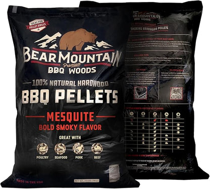 Bear Mountain All Natural Wood Pellets for Smoker, Grill & BBQ, 33 Lbs, Mesquite