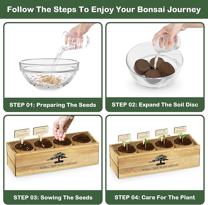 Bonsai Tree Kit, Complete Bonzai Tree Starter Kits with Tools, Unique Christmas Birthday DIY Gardening Gifts for Women Mom Men Grandkids, Crafts Hobby Kits, Grow Bonsai Tree Live Indoor