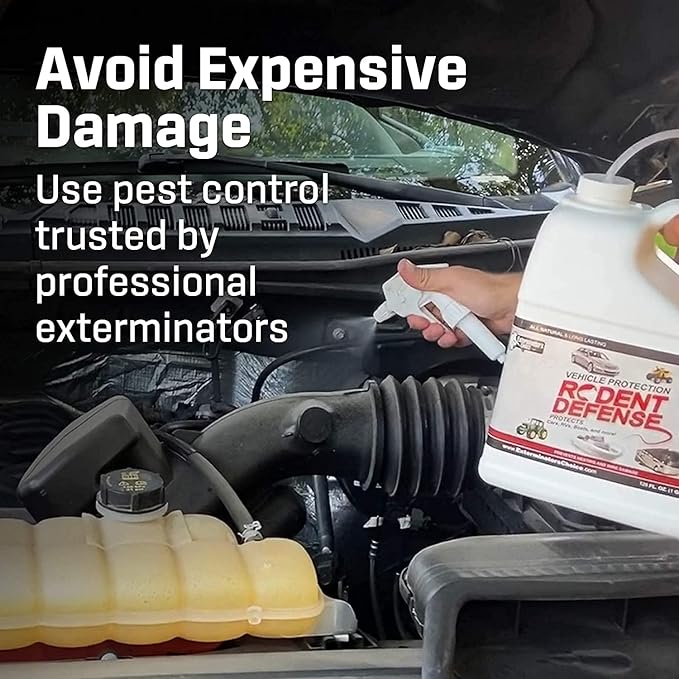 Exterminators Choice Vehicle Defense Spray - 32 Ounce Peppermint Car Spray for Mice & Rats - Rat Protection for Car Engine - Anti Squirrel Solution for Vehicles & Trucks