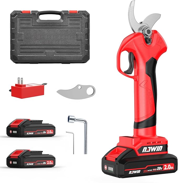 NAWIN Electric Pruning Shears, 30mm 1.2'' Cutting Diameter Professional Cordless Electric Pruner for Tree Trimming Branch Cutter, With 2pcs 2.0Ah Batteries, Brushless Motor, Electric Garden Shears