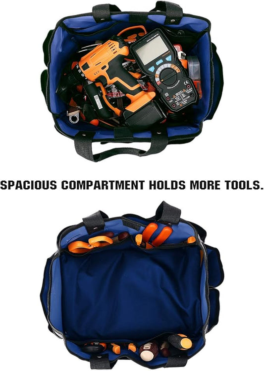 Housolution Gardening Tote Bag, Deluxe Garden Tool Storage Bag and Home Organizer with Pockets, Wear-Resistant & Reusable, 14 Inch, Blue