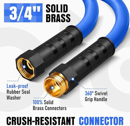 Heavy Duty Garden Hose 100 ft, Non-Expanding Flexible Water Hose, Kink Resistant Lightweight Hybrid Hose, Leakproof Hose Male to Female Fittings
