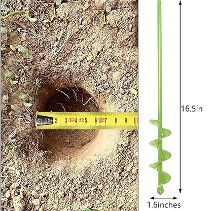TCBWFY Auger Drill Bit for Planting 1.6x16.5inch Extended Length Garden Auger Spiral Drill Bit for Planting Bulbs Flowers,Post Hole Digger for 3/8”Hex Drill