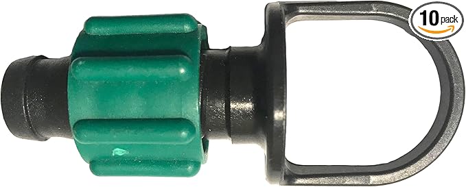 10-Pack - USA Made Premium Drip Tape Irrigation Tubing END Plug with Loop, (5/8" or .625" - .645") Universal Perma-Loc Connector Barbed Locking Fitting - Fits All Brands 16mm Drip Tape AG Tubing