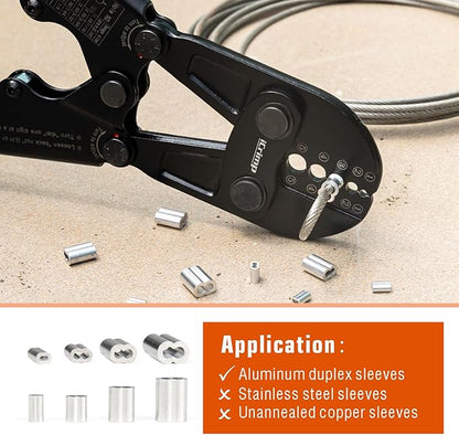 iCrimp Wire Rope Crimping Tool, Wire Rope Swager, Fishing Lines Crimping, for 1/64-inch to 3/16-inch Aluminum Oval Sleeves, Stop Sleeves, Loop Sleeves and Ferrules