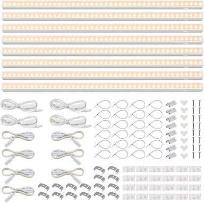 Barrina T5 Grow Lights for Indoor Plants, Full Spectrum, 4ft 160W (8 x 20W, 1000W Equivalent), Plant Growing Lamps, Plant Lights for Indoor Plants, Greenhouse, Plug and Play, Yellow 8-Pack