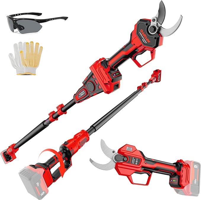 2-IN-1 Electric Pole Pruning Shears Cordless Compatibility with Milwaukee 18V Battery, 1.6" Cutting Diameter Pruner, 14.8 FT MAX Extension Pole Saws(NO BAT) (2-IN-1 Electric Pole Pruning Shears)