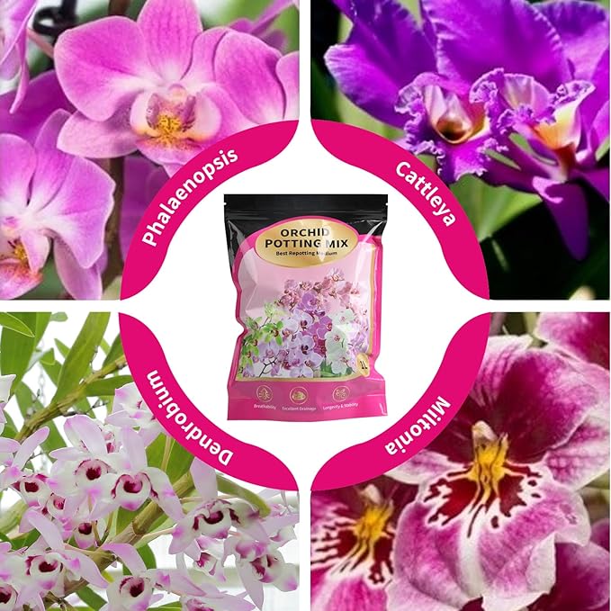 Orchid Potting Mix with Orchid Bark 1QT - New Upgraded Formula for Superior Drainage & Breathability | Premium Soil for Healthy Roots