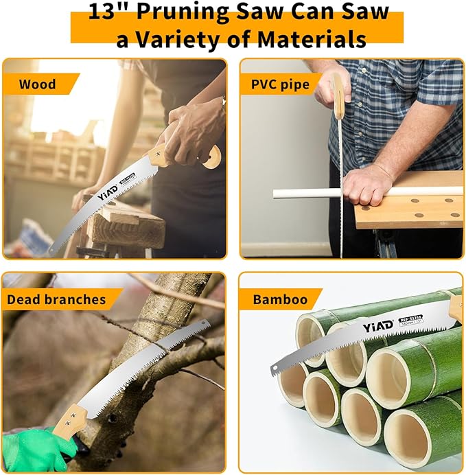 Hand Pruning Saw, 13" Curved Blade Handsaw, Hunting Saw Gardening Hand Tools Wood Working Tools, Tree Branch Cutter Wood with Hanging Scabbard for Tree Trimming Woodworking Hunting Camping