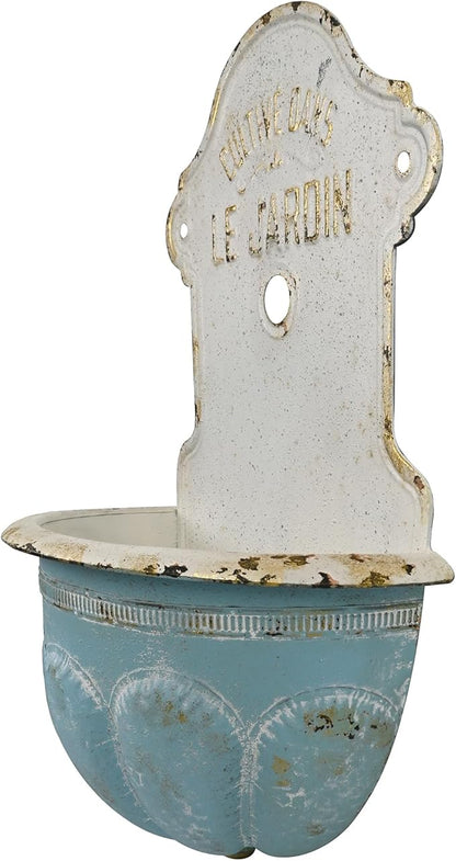 Vintage Style Cast Iron Wall Planter, Cultive Dans Le Jardin French Inspired Hanging Flower Pot, 27" Decoractive Retro Wall Mount Planter with Rustic Charm for Indoor Outdoor Garden Decor