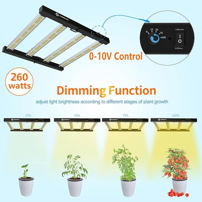 Grow Light FARMLITE LED Grow Lights for Indoor Plants Full Spectrum Growing Light Plant Hanging Growing Lamps Seedling Daisy Chain Dimmable Board 4x4ft Coverage (260watts)