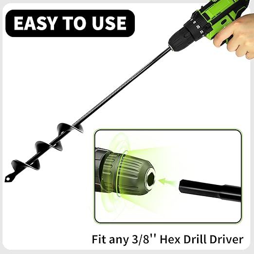Auger Drill Bit for Planting – 3.5" x 16" and 1.6" x 16.5" Garden Auger Drill Bit for Cordless Drill,Efficient Planting Auger for Bulbs,Flowers,and Vegetables