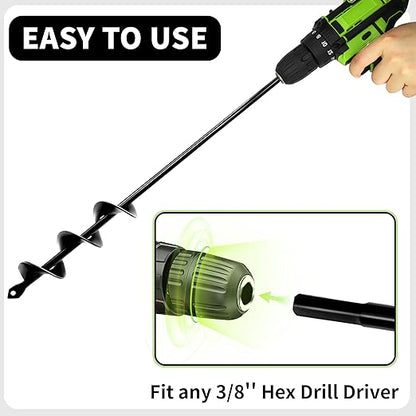 Auger Drill Bit for Planting – 3.5" x 16" and 1.6" x 16.5" Garden Auger Drill Bit for Cordless Drill,Efficient Planting Auger for Bulbs,Flowers,and Vegetables