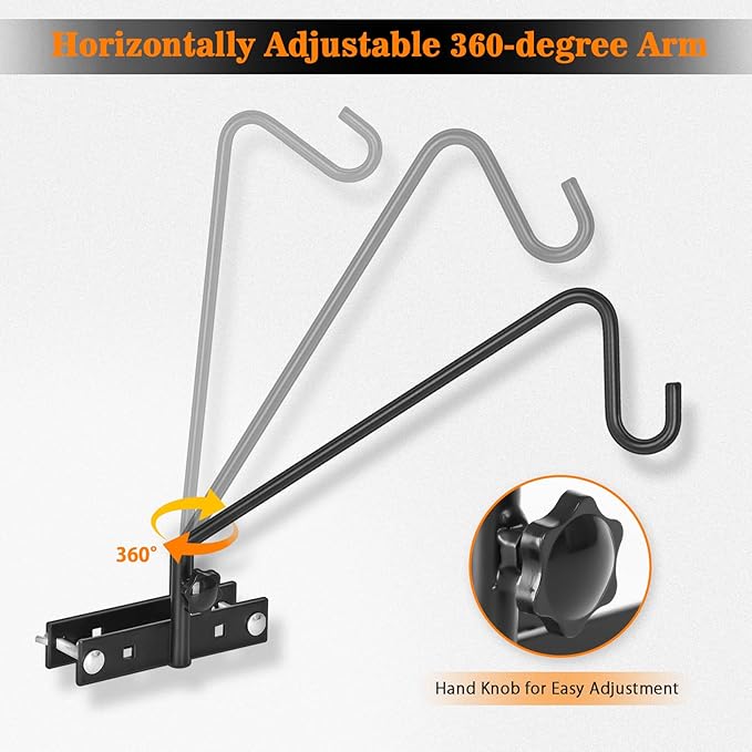 FEED GARDEN 2 Pack 13.5 Inch Deck Hooks for Vertical Railing, Adjustable Deck Bird Feeder Hanger for Hanging Lanterns, Wind Chimes, Flower Baskets, Suet Feeders