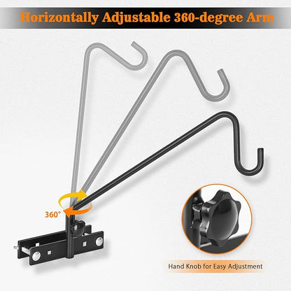 FEED GARDEN 2 Pack 13.5 Inch Deck Hooks for Vertical Railing, Adjustable Deck Bird Feeder Hanger for Hanging Lanterns, Wind Chimes, Flower Baskets, Suet Feeders