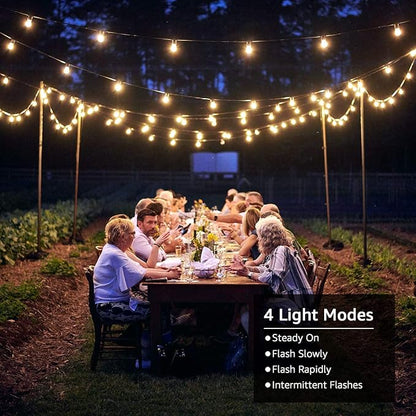 Lepro Solar Outdoor String Lights Patio Bistro Lights, 25ft 26 LED G40 Bulbs, USB Rechargeable Portable Edison Café String Lights for Porch, Pergola, Backyard, Garden, Pool, Party, Camping, 3600mAh