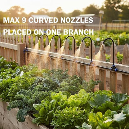 Automatic Garden Irrigation System 100ft, Upgraded Drip & Spray Watering Kit with 18 Adjustable Copper Nozzles for Raised Beds, Outdoor Garden, Lawn, Potted Plants & Greenhouse (100ft)