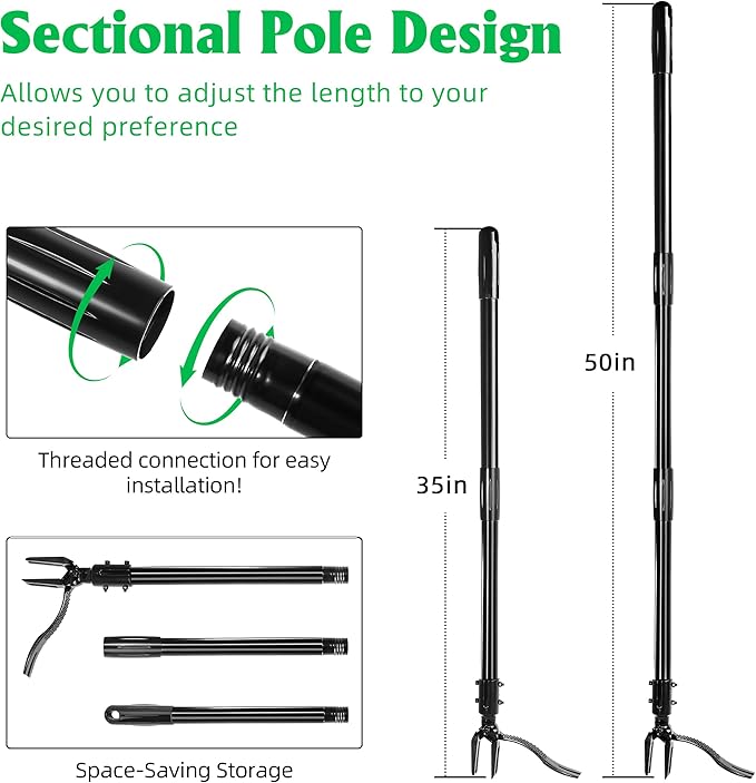 YMHB Weed Puller Tool, 50 Inch Stand Up Heavy Duty Weed Puller Tool, Gardening Hand Weeding Tool, 4 Claw Steel Head with Long Metal Handle Weed Remove Tool for Yard and Garden ﻿