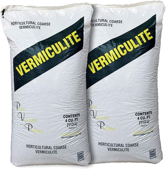 Greenhouse Megastore Coarse Vermiculite - 2 Pack of 4 Cubic Foot Bags - Horticulture Sterilized Vermiculite for Garden Bulk - Professional Grade Garden Soil Amendments
