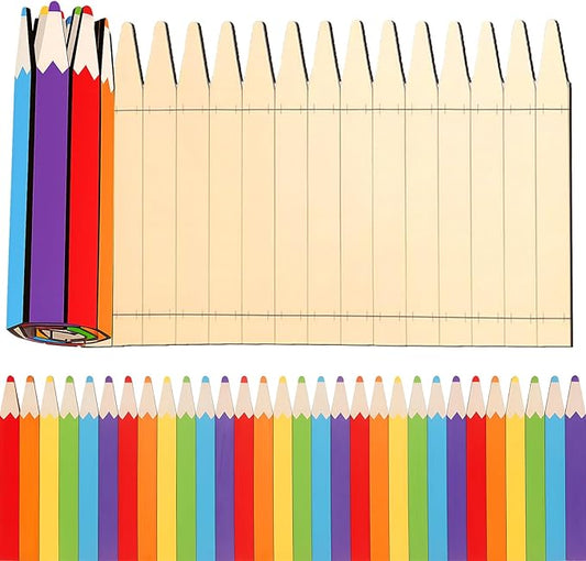 Colored Pencils Wood Garden Edging Fence 15.7" H x 47.2" L Decorative Landscape Edging Border Outdoor Wood Fence for School Yard Tree Flower Bed Borders