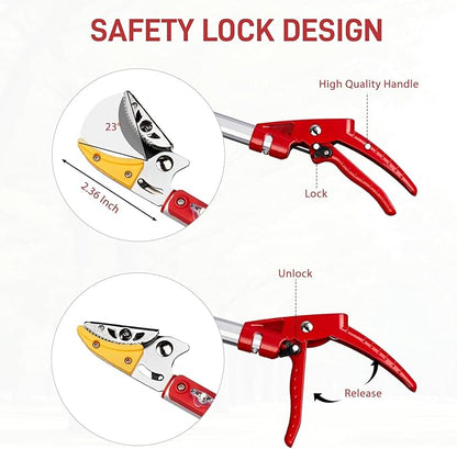 Outvita 4.4-7.2FT Extendable Tree Pruner, Lightweight Tree Trimmers, Cut and Hold Pruning Trimmer Long Reach Pole Saw, Telescoping Fruit Picker, Branches Bypass Lopper, Long Handle Pruner, Silver