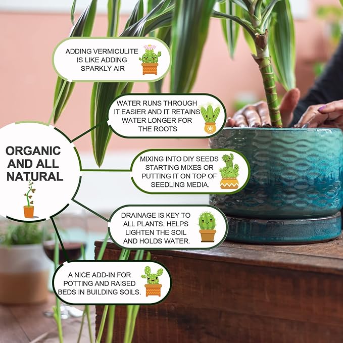 15QT Horticultural Vermiculite Bulk, Organic Vermiculite for Plants, Course Grade Vermiculite for Gardening, for houseplants, for Mushrooms, to Maintain Soil Moisture and Plant Growth(2-4mm)