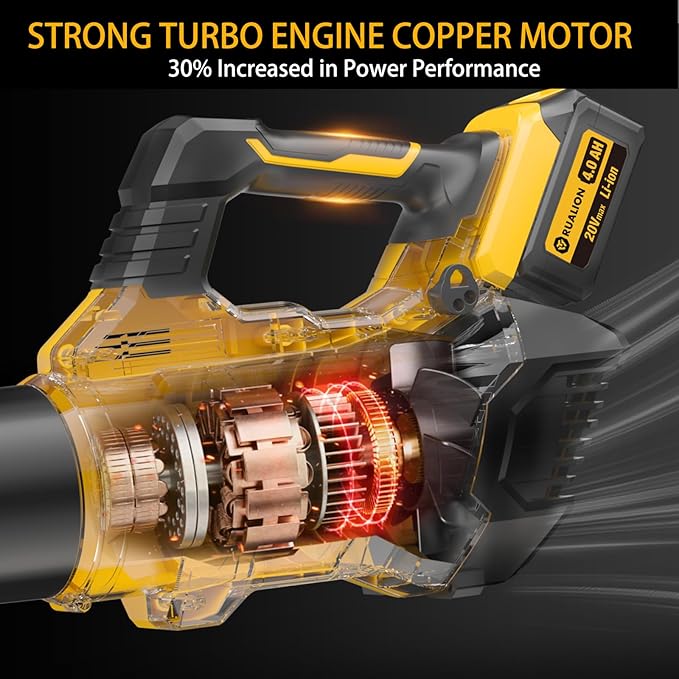 Leaf Blower Cordless, Electric Leaf Blowers Up to 580 CFM 160 MPH, Battery Powered Blowers for Lawn Care, Patio, Garage(2 * 20V 4.0 Ah Batteries and Charger Included)