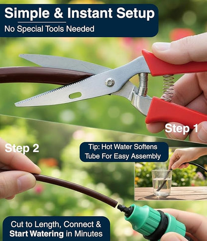 DBR Tech® 1/4 Drip Irrigation Tubing, 200 Feet, Flexible PVC Plastic Drip Irrigation Hose for Gardening, Misting, Hydroponics and DIY Landscape Garden Projects, Blank Distribution (200ft, Brown)