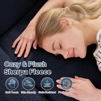 HABUTWAY Inflatable Bean Bag Chairs for Adult Blow up Chair Portable Inflatable Bean Bag Couch w/Electric Air Pump,Handle & Side Pocket for Movie Night Reading Gaming Living Room - Navy Blue