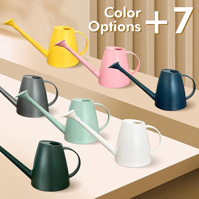 Watering Can for Indoor Outdoor Plants, Modern Small Watering Cans with Removable Nozzle, Long Spout Watering Can for Indoor Bonsai Plants Garden Flowers 1/2 Gallon 1.8L 60OZ (Grey)