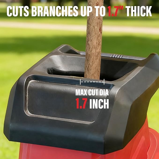 MZK Electric Wood Chipper, 15 Amp Wood Chipper Shredder, with 45L Collection Bag and Push Stick, 1.8 Inch Cutting Diameter for Garden Branches
