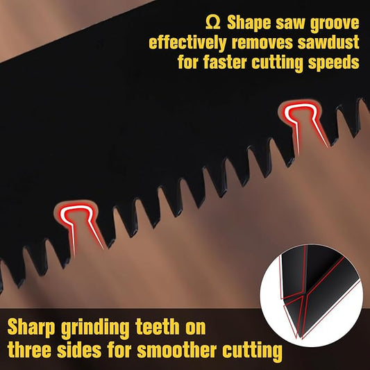 10Inch Hand Saw for Wood Cutting Camping Folding Saw Pruning Saw SK5 Saw Blade Drywall Saw Hand Tools for Camping Gardening with Plier lanyard and Work Gloves for Cutting