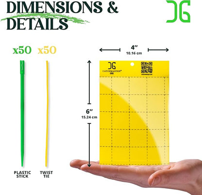 Catchmaster GRO Yellow Large Double Sided Sticky Traps 50PK, Adhesive Bug & Fruit Fly Trap, Pest Control for Home, Farm, Garden, Hydroponics & Greenhouse, Protect Live Plants Indoor & Outdoor