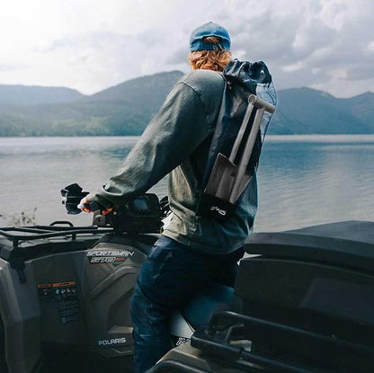 DMOS Nomad Shovel - 2-Piece Collapsible Lightweight Aluminum Shovel for Camping, Overlanding, Survival, Military, Hunting, & Off-Road Use - Silver - Regular