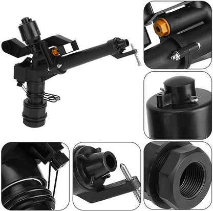 Garden Sprinkler, 360 Degree Rotating Adjustable Impact Sprinkler with Nozzle Set, 1.5in to 1in Heavy Duty Rocking Arm Sprinklers for Farm Lawn and Irrigation