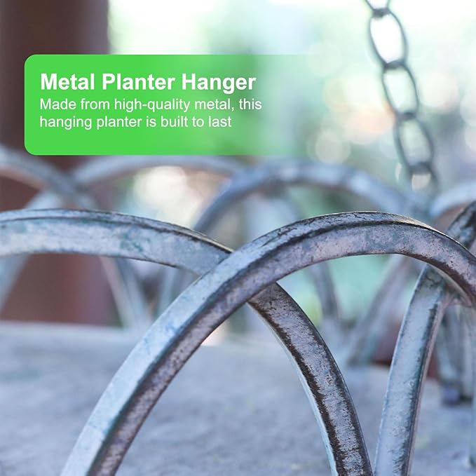 Metal Hanging Planters for Outdoors,Vintage Hanging Baskets for Outdoor,Garden, Patio, Deck, Porch Decor