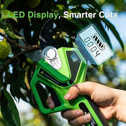 Electric Pruning Shears with Pole: 1.6" Cutting Diameter 2-in-1 Cordless Pole Pruner - 2 Pcs 4.0Ah Batteries, Brushless Motor, Extra SK5 Blade, Branches Cutter for Flower Tree Trimming