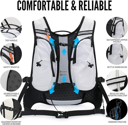 Hydration Pack Backpack, Lightweight Water Backpack with 2L Leakproof Hydration Bladder Daypack for Men Women,Running Hydration Vest for Outdoor Trail