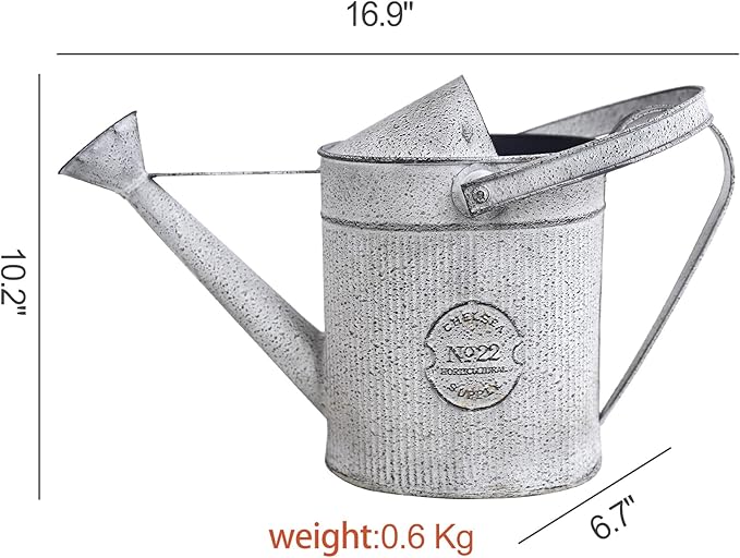 Vintage Metal Watering Can with Chelsea No.22 Design Garden Decorative Watering Pot Farmhouse Waterer for Home Indoor Outdoor Garden Balcony Courtyard (Gray#2)