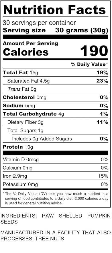 Raw Pumpkin Seeds (Papitas) 32 oz (2 lb) | No Preservatives | Batch Tested Gluten & Peanut Free | Non-GMO | NO PPO | 100% Natural | Resealable Bag | BULK Size | Healthy | Premium Grade