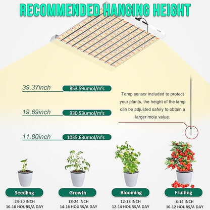 SZHLUX 500W LED Grow Light 4x4/5x5ft with Timer and Temp Control, Full Spectrum Grow Lamp with 1056 Diodes,Indoor Plants for Seedling Veg and Bloom Grow Light