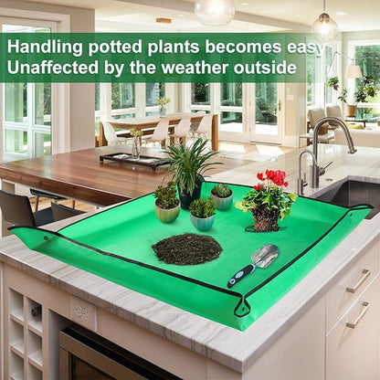Extra Large Waterproof Potting Mat for Indoor Plants Transplanting and Dirt Control, Square Repotting Mat Portable Succulent Potting Tray Gardening Gift for Plant Lovers (39.5"x39.5")