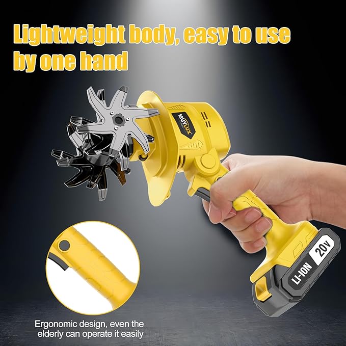 20V Cordless Tiller Cultivator for Gardening, Electric Garden Tiller with 2 x 2.0Ah Batteries & Charger, Garden Rototiller for Lawn Gardening Soil Cultivation, Yellow