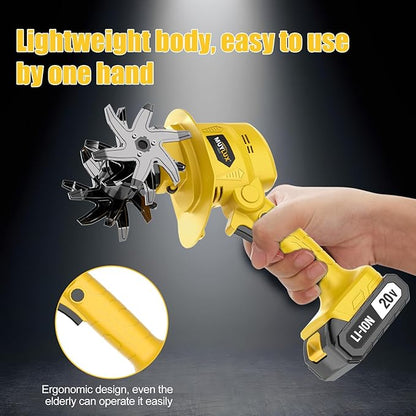 20V Cordless Tiller Cultivator for Gardening, Electric Garden Tiller with 2 x 2.0Ah Batteries & Charger, Garden Rototiller for Lawn Gardening Soil Cultivation, Yellow